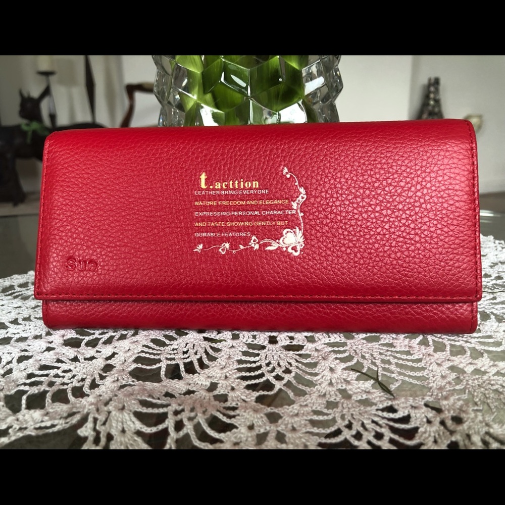 Red Leather Wallet, t. acttion Brand
